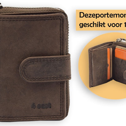 Portemonnee Buffelleer| portemonnees dames - Portemonnee heren - Portemonnee pasjes - RFID Protected Anti skim - 4East - 4E-209-