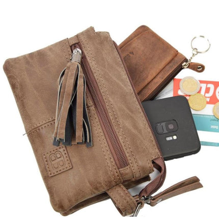 Tas - tasssen - bags - Bag- Bicky Bernard- Harmonica 3-Vaks tasje - schoudertasje - crossbody tasje - Donkerbruin