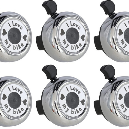 Fietsbel 30 mm Zilver – "I Love My Bike" – Aluminium Fietsbel Racefiets & Stadsfiets – Helder Geluid – Universele Fietsaccessoire voor Kinderen & Volwassenen