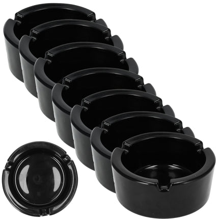 Horeca Asbak van Glas - Dia 8.5cm Rond - Zwart | Set van 7 | Asbak voor Binnen & Buiten | Essentieel Rookwaren