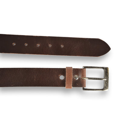 4East Unisex 100% Echt buffelleer Riem - bruin Broekriem - Maat 85 - Verstelbaar - 5 Gaten - Totale Lengte 100cm - Voor Dames en Heren