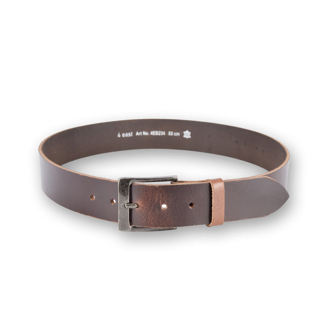 4East Unisex 100% Echt buffelleer Riem - bruin Broekriem - Maat 85 - Verstelbaar - 5 Gaten - Totale Lengte 100cm - Voor Dames en Heren