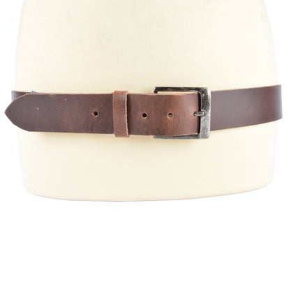 4East Unisex 100% Echt buffelleer Riem - bruin Broekriem - Maat 85 - Verstelbaar - 5 Gaten - Totale Lengte 100cm - Voor Dames en Heren