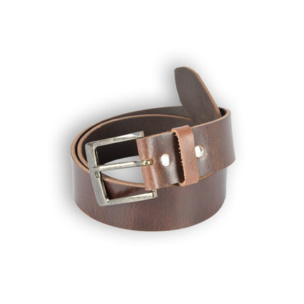 4East Unisex 100% Echt buffelleer Riem - bruin Broekriem - Maat 85 - Verstelbaar - 5 Gaten - Totale Lengte 100cm - Voor Dames en Heren