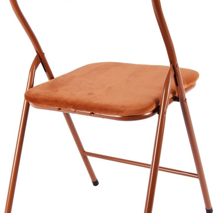 6x Klapstoel met zithoogte van 43 cm Vouwstoel velvet zitvlak en rug bekleed camel bruin