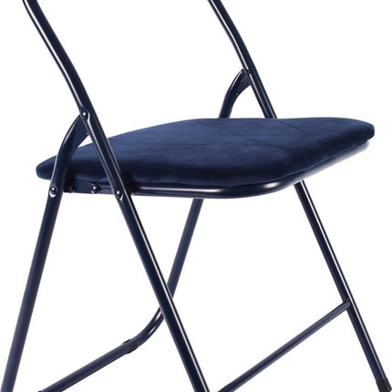 Klapstoel- Vouwstoel velvet zitvlak en rug bekleed - stoel - tafelstoel - klapstoel - donkerblauw - stoel - tafelstoel - klapstoel - Velvet klapstoel - Luxe klapstoel - Met kussentjes - Stoel - Stoelen - Klapstoelen - Stoeltje - Premium chair