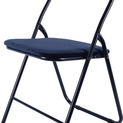 Klapstoel- Vouwstoel velvet zitvlak en rug bekleed - stoel - tafelstoel - klapstoel - donkerblauw - stoel - tafelstoel - klapstoel - Velvet klapstoel - Luxe klapstoel - Met kussentjes - Stoel - Stoelen - Klapstoelen - Stoeltje - Premium chair