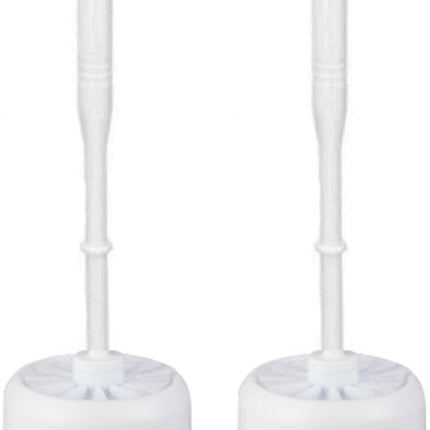 Toiletborstel 2 stuks - Wcborstel kunststof -Toiletborstel in houder - Toiletborstelhouder - Wc borstel - borstel - Roestvrij - Wit 10.5x 33x 6 cm