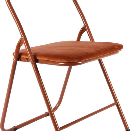 6x Klapstoel met zithoogte van 43 cm Vouwstoel velvet zitvlak en rug bekleed camel bruin