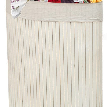 Bamboe 60L Wasmand Met Deksel - Incl. uitneembare waszak Bamboe Opbergmand/ Wasmand - 29 x 39 x 57 cm