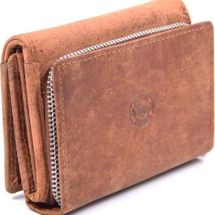 Portemonnee - portemonnee dames - portemonnee heren - portemonnee pasjes- Volledig leer- 4E-458 - RFID Protected Anti skim - 4East - Cognac - Camel - Portemonnee dames camel - Portemonnee Klein