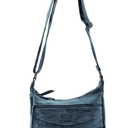 Dames Handtas Met Schoudertas Ritsvakjes - Donkerblauw Imitatieleer - 24X30X10 Cm - 547 g 