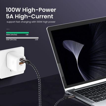 USB C naar USB C Kabel 100W PD 20V/5A autolader , USB Type C Nylon Snel Opladen Data Kabel Compatibel met iPad Pro 2020, MacBook Air 2020/2019, OnePlus 8/ 7Pro, Google Pixel 4/3 enz. (2M)