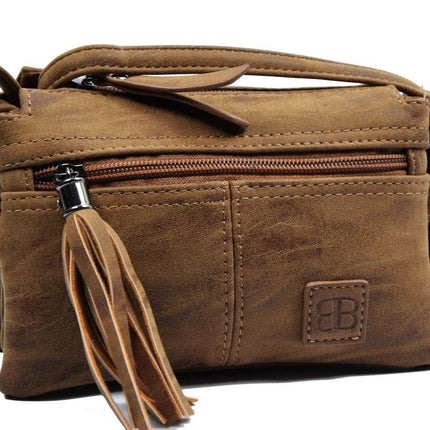 Tas - tasssen - bags - Bag- Bicky Bernard- Harmonica 3-Vaks tasje - schoudertasje - crossbody tasje - Camel