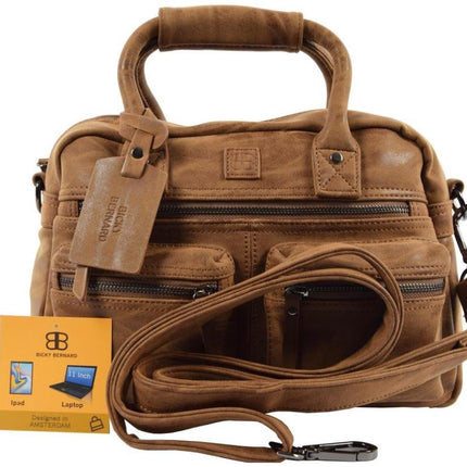 Bicky Bernard Handtas omhang Hand & Schoudertas Western Bag Camel - Cognac