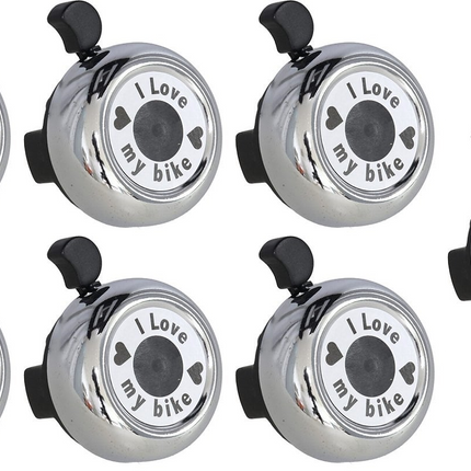 Fietsbel 30 mm Zilver – "I Love My Bike" – Aluminium Fietsbel Racefiets & Stadsfiets – Helder Geluid – Universele Fietsaccessoire voor Kinderen & Volwassenen