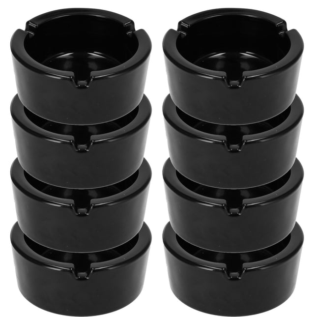 Professionele Horeca Asbak van Glas | Dia 8.5cm Rond - Zwart | Set van 8 Wiet Asbak | Essentieel Rookwaren voor Thuis, Hotels, Bars & Feestjes