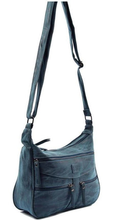 Dames Handtas Met Schoudertas Ritsvakjes - Donkerblauw Imitatieleer - 24X30X10 Cm - 547 g 