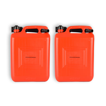 2x | Jerrykan | met trechter | Rood | Polyethylene | met afsluitbare kap | 10 liter | Met giettuit | Benzinekan | Jerrycanhouder | 37.5cm*14.5cm*26.5cm