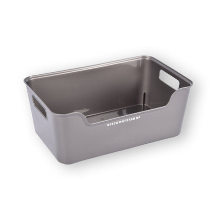 Opbergmand van Grijs Plastic met een Stijlvolle Uitstraling - Compact en Lichtgewicht - Inhoud van 1 Liter - Afmetingen 17,5cm x 27cm x 11cm.