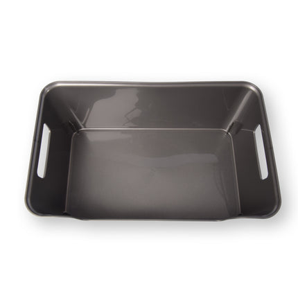 Opbergmand van Grijs Plastic met een Stijlvolle Uitstraling - Compact en Lichtgewicht - Inhoud van 1 Liter - Afmetingen 17,5cm x 27cm x 11cm.