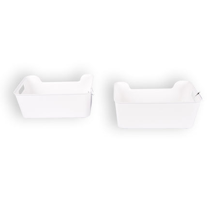 2x Witte Plastic Opbergmand Met Een Stijlvol Ontwerp - Compact En Makkelijk Mee Te Nemen - Inhoud Van 1 Liter - Afmetingen 17,5cm x 27cm x 11cm