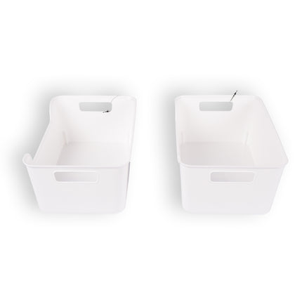 2x Witte Plastic Opbergmand Met Een Stijlvol Ontwerp - Compact En Makkelijk Mee Te Nemen - Inhoud Van 1 Liter - Afmetingen 17,5cm x 27cm x 11cm