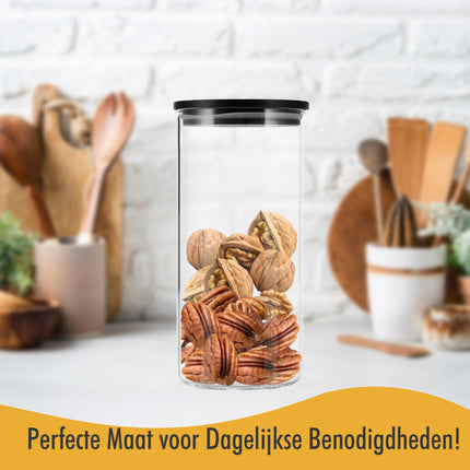 Glazen Voorraadbussen 800ML | BPA-vrij Luchtdicht & Vaatwasserbestendig | Set van 3 Voorraadpotten