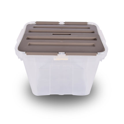 Opbergbox | Grijs | 30cm*28cm*37.5cm | Stapelbare opbergbox | 24 Liter | Waterdicht | Met Klapdeksel
