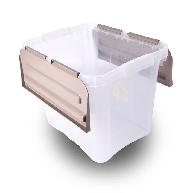 Opbergbox | Grijs | 30cm*28cm*37.5cm | Stapelbare opbergbox | 24 Liter | Waterdicht | Met Klapdeksel