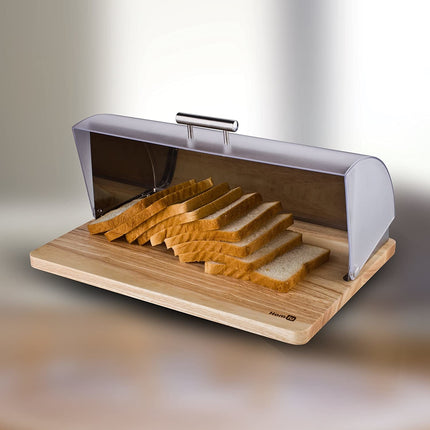 Bamboe Broodtrommel Met Rolluik - Helpt Brood Vers Te Houden- - Brooddoos - Brood Bewaardoos - Vershouddoos - Broodkast - Broodbak - Broodmand - Bamboo Bread Bin - Hout - 39 CM