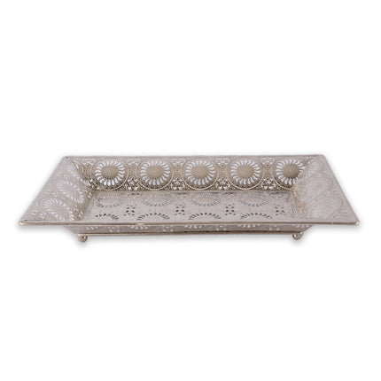 Sieradendoosje | Juwelendoosje | Zilver | met Oosters Mandala Ontwerp | Metalen Sieradendoosje | Sieradenhouder | 37.5cm*23cm*5cm