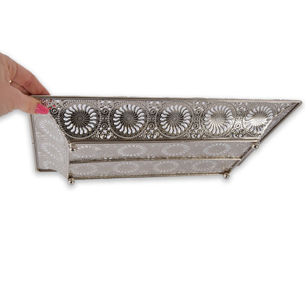 Sieradendoosje | Juwelendoosje | Zilver | met Oosters Mandala Ontwerp | Metalen Sieradendoosje | Sieradenhouder | 37.5cm*23cm*5cm