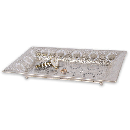 Sieradendoosje | Juwelendoosje | Zilver | met Oosters Mandala Ontwerp | Metalen Sieradendoosje | Sieradenhouder | 37.5cm*23cm*5cm