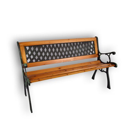 Tuinbank | Buitenbank | bruin/zwart/groen | 12.5kg | Tuinbankje | hout & staal | Parkbankje | 126cm*52cm*73cm