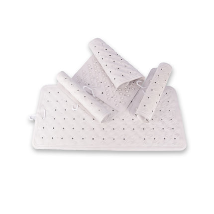 Elegante Witte Douchemat Set - 76cm x 36cm - Antislip Badmat - Natuurlijk Rubber - 4 stuks