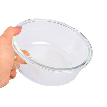 Transparante Saladekom van Glas en Bamboe - 17.5 cm - Met Deksel - Ideaal voor Vershoudbakjes