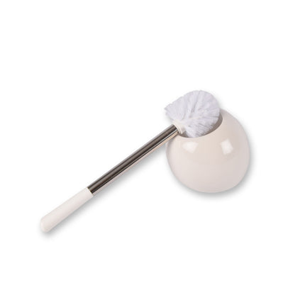 Praktische Witte Toiletborstel En Toiletborstelhouder - Wc-reiniger - 664g - Badkameraccessoires - 14.5cm x 37.5 cm - Gemaakt Van Duurzaam Plastic, Roestvrij Staal En Dolomite