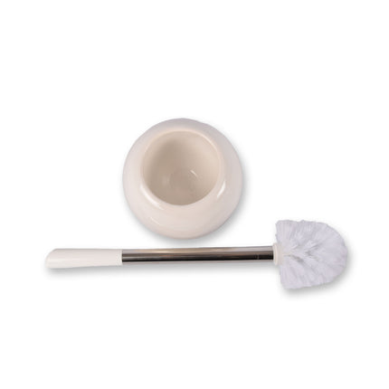 Praktische Witte Toiletborstel En Toiletborstelhouder - Wc-reiniger - 664g - Badkameraccessoires - 14.5cm x 37.5 cm - Gemaakt Van Duurzaam Plastic, Roestvrij Staal En Dolomite