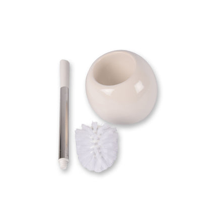 Praktische Witte Toiletborstel En Toiletborstelhouder - Wc-reiniger - 664g - Badkameraccessoires - 14.5cm x 37.5 cm - Gemaakt Van Duurzaam Plastic, Roestvrij Staal En Dolomite