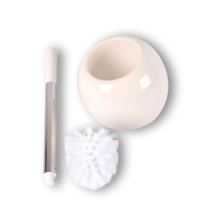 2 Toiletborstel en 2 Toiletborstelhouder | WC borstel | plastic& roestvrij staal& dolomite | Schoonmaakartikelen | Toiletgerei | Badkameraccessoire | 14.5x37.5 cm  