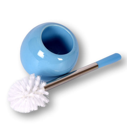 Toiletborstel | Toiletborstel Met Houder | Lichtblauw | Ronde | wc schoonmaken | Toilethouder | Toilet accessoires | 13cm*37cm 