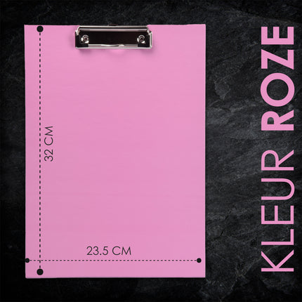 Roze Kunststof Klembord - A4 Formaat - Waterdicht - Voor Kinderen, Kantoor en Studenten - 32cmx23.50cm
