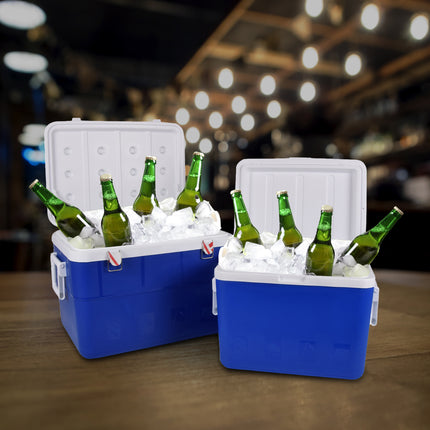 Blauwe Camping Koelbox - Draagbaar en Luchtdicht - 27L - Voor Voedsel en Drank - Koelboxen - 42x32x33 cm