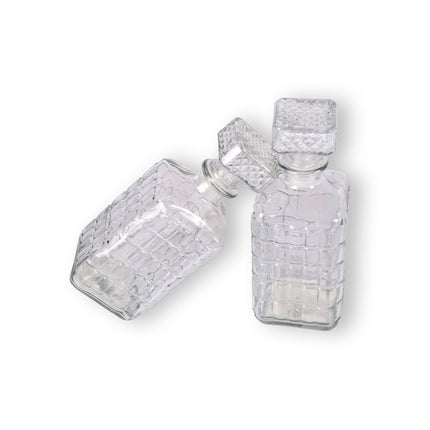 Transparante Glazen Whiskey Karaf - Set van 2 - 1000ml - Hoogte 23.5cm - Breedte 8.5cm
