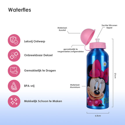 Broodtrommel Kind | Lunchtrommel | Met Bidon | Drinkfles | 500 ml | Lunchset | Met 3 Vakjes | kunstof/aluminium | 10cm*20cm*8cm 