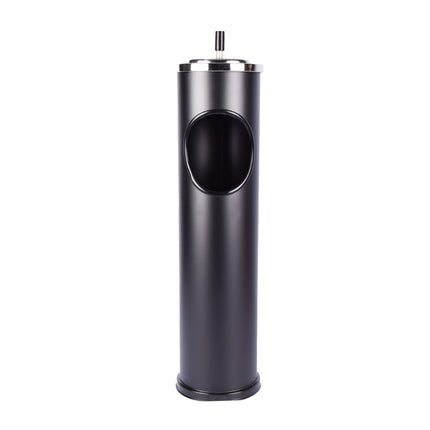 Zwarte RVS Prullenbak met Deksel - 60 CM Hoog - 15 CM Breed - 1240 Gram - Kantoor Keuken