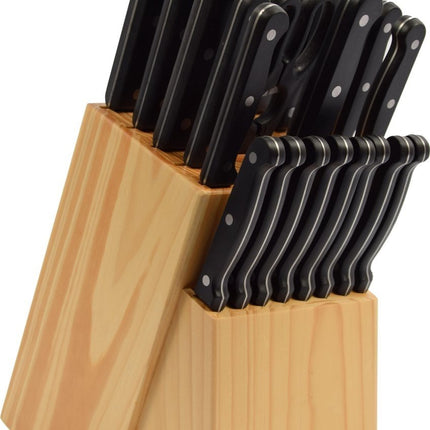 Messenset 22 stuks met houder van hout