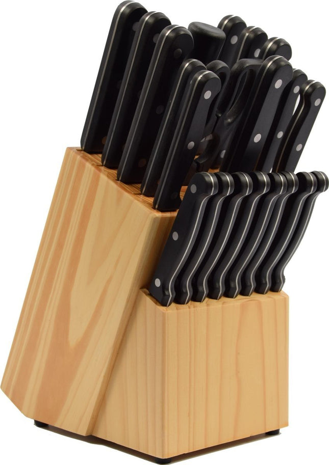 Messenset 22 stuks met houder van hout