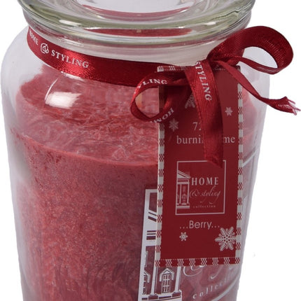 Set van 2 Heerlijke zoete Geurkaars in glas XL Wax | berry Rood/Wit | 10x15 cm 72 branduren
